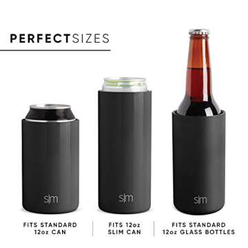 Simple Modern Skinny Can Cooler for Slim Beer and Hard Seltzer | Vacuum Insulated Stainless Steel Drink Sleeve Holder Gift for 12oz Slim Cans | Ranger Collection | Midnight Black