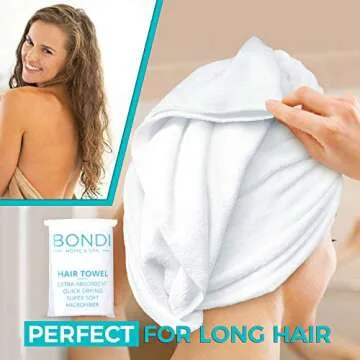 Bondi SPA Microfiber Hair Towel – Dries Hair 50% Faster – Anti-Frizz – Highly Absorbent & Super Soft - XL (42 x 22) - Rectangle