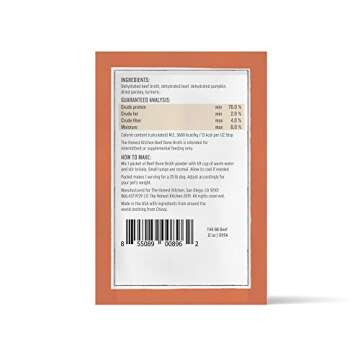 The Honest Kitchen Daily Boosters: Instant Beef Bone Broth with Turmeric for Dogs, 3.5g Sachets, Pack of 12