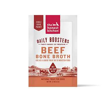The Honest Kitchen Daily Boosters: Instant Beef Bone Broth with Turmeric for Dogs, 3.5g Sachets, Pack of 12
