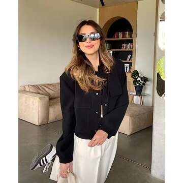 Stylish Zodazoqg Women's Cropped Bomber Jacket