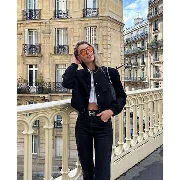 Stylish Zodazoqg Women's Cropped Bomber Jacket