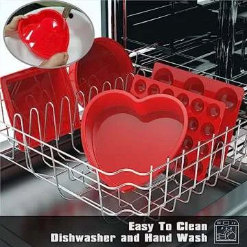 SILIVO Heart Shaped Silicone Cake Pan - Nonstick 10 Inch Mold