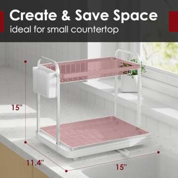 Sakugi Dish Drying Rack - Stainless Steel Dish Rack for Kitchen Counter, 2-Tier Kitchen Organizers a...