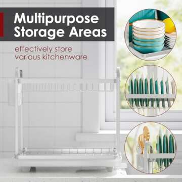 Sakugi 2-Tier Kitchen Dish Drying Rack for Any Space