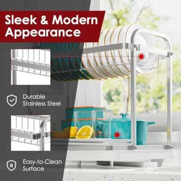 Sakugi 2-Tier Kitchen Dish Drying Rack for Any Space