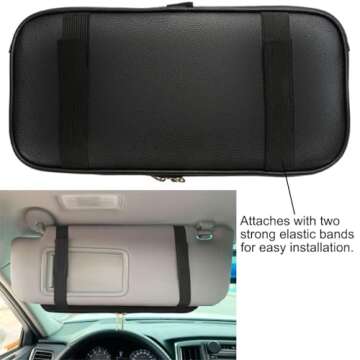Kartisen Car Sun Visor Organizer, Auto Interior Accessories Pocket Organizer - Car Truck SUV Storage Pouch Holder, with Multi-Pocket Net Zipper (Black)