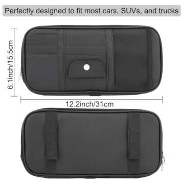 Kartisen Car Sun Visor Organizer, Auto Interior Accessories Pocket Organizer - Car Truck SUV Storage Pouch Holder, with Multi-Pocket Net Zipper (Black)