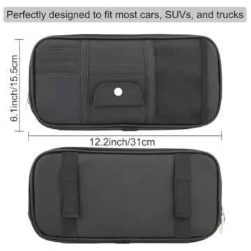 Kartisen Car Sun Visor Organizer, Auto Interior Accessories Pocket Organizer - Car Truck SUV Storage Pouch Holder, with Multi-Pocket Net Zipper (Black)