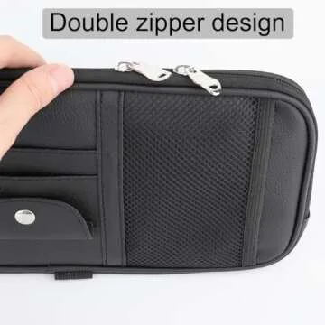 Kartisen Car Sun Visor Organizer, Auto Interior Accessories Pocket Organizer - Car Truck SUV Storage Pouch Holder, with Multi-Pocket Net Zipper (Black)