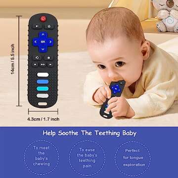 ROBBEAR Baby Teething Toys, Soft Silicone Teethers for Babies 3 6 12 18 Months, TV Remote Control Shape Infant Chew Toys for Boys and Girls, Baby Teething Relief, BPA Free (RC-Purple)