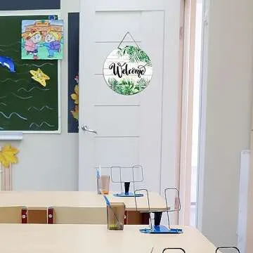 CHDITB Tropical Green Palm Leaves Welcome Sign for Home