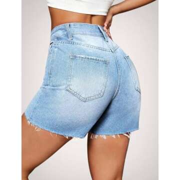 Stylish High Waisted Ripped Jean Shorts for Summer