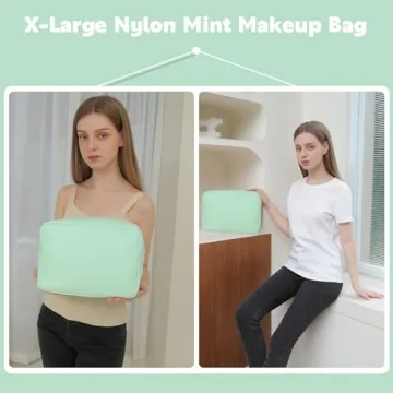 YogoRun Toiletry Kit XL Make up Bag Organizer Bag for Women Travel Bathroom Bag Nylon Cosmetic Pouch with Zipper Pocket (Mint,XL)