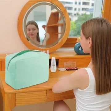 YogoRun Toiletry Kit XL Make up Bag Organizer Bag for Women Travel Bathroom Bag Nylon Cosmetic Pouch with Zipper Pocket (Mint,XL)