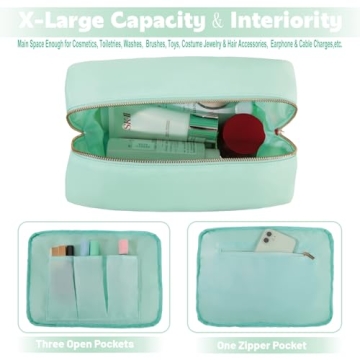YogoRun Toiletry Kit XL Make up Bag Organizer Bag for Women Travel Bathroom Bag Nylon Cosmetic Pouch with Zipper Pocket (Mint,XL)