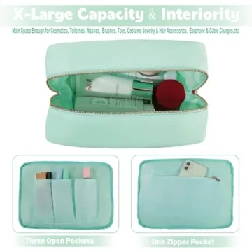 YogoRun Toiletry Kit XL Make up Bag Organizer Bag for Women Travel Bathroom Bag Nylon Cosmetic Pouch with Zipper Pocket (Mint,XL)