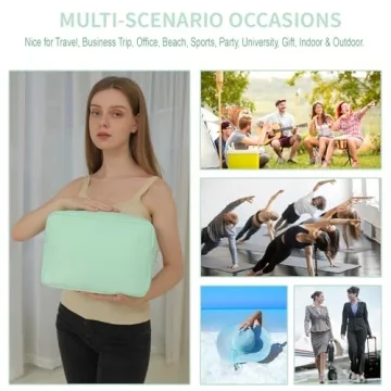 YogoRun Toiletry Kit XL Make up Bag Organizer Bag for Women Travel Bathroom Bag Nylon Cosmetic Pouch with Zipper Pocket (Mint,XL)