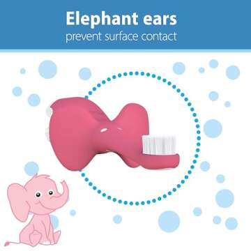 Dr. Brown's Infant-to-Toddler Training Toothbrush Set, Pink Elephant with Fluoride-Free Apple Pear Baby Toothpaste, 0-3 years (Colors/Style May Vary)