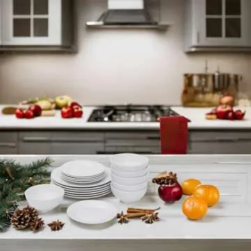 Smartxchoices 18-Piece White Dinnerware Set - Service for 6 - Dishwasher Safe