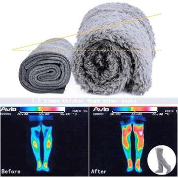 Peoaieh Over Knee High Fuzzy Socks Plush Slipper Stockings Furry Long Leg Warmers Winter Home Sleeping Socks (Gray)