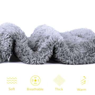 Peoaieh Over Knee High Fuzzy Socks Plush Slipper Stockings Furry Long Leg Warmers Winter Home Sleeping Socks (Gray)