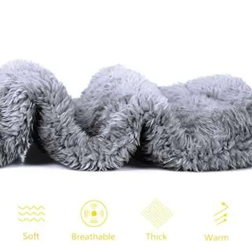 Peoaieh Over Knee High Fuzzy Socks Plush Slipper Stockings Furry Long Leg Warmers Winter Home Sleeping Socks (Gray)