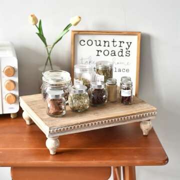 Farmhouse Wood Riser - Elegant Wooden Display Tray