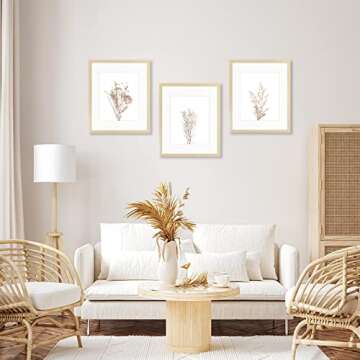 Botanical Wall Art Framed, Boho Farmhouse Decor, Rustic Plant Pictures Paintings, Modern Minimalist ...