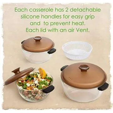 Moss & Stone 3-Piece Glass Casserole With Covered, 2.6/1.5/1 Qt Durable Bakeware Set, Borosilicate Glass Bowls, Bakeware Dish Oven Safe, & Microwave Safe, Clear Glass Baking Dish