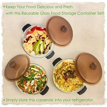 Moss & Stone 3-Piece Glass Casserole With Covered, 2.6/1.5/1 Qt Durable Bakeware Set, Borosilicate Glass Bowls, Bakeware Dish Oven Safe, & Microwave Safe, Clear Glass Baking Dish