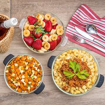 Moss & Stone 3-Piece Glass Casserole With Covered, 2.6/1.5/1 Qt Durable Bakeware Set, Borosilicate Glass Bowls, Bakeware Dish Oven Safe, & Microwave Safe, Clear Glass Baking Dish