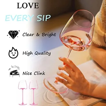 Luxurious Pink Wine Glass Set - Hand Blown, Elegant Gifts