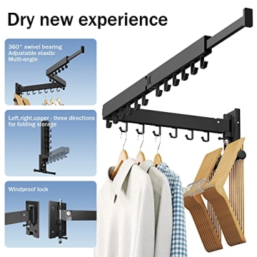 LIENAHU Wall Mounted Clothes Drying Rack for Small Spaces