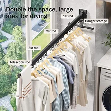 LIENAHU Wall Mounted Clothes Drying Rack for Small Spaces