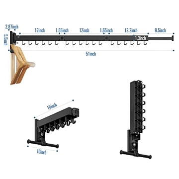 LIENAHU Wall Mounted Clothes Drying Rack for Small Spaces