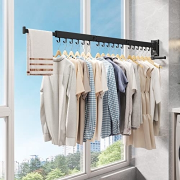 LIENAHU Wall Mounted Clothes Drying Rack for Small Spaces