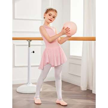 Zaclotre Kid Girls Sparkly Dance Leotard with Skirt Hi-Low Shiny Ballet Dance Dresses