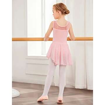Zaclotre Kid Girls Sparkly Dance Leotard with Skirt Hi-Low Shiny Ballet Dance Dresses