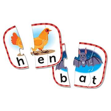 Learning Resources 3-Letter Word Puzzle Cards, Kindergarten Readniness, Self Correcting Puzzles, Ages 3+