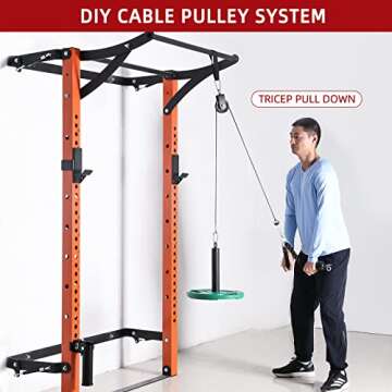 Tricep Rope Fitness Attachment Cable Machine Pulldown Heavy Duty Coated Nylon Rope with Solid Rubber Ends (36'' Black&Red)