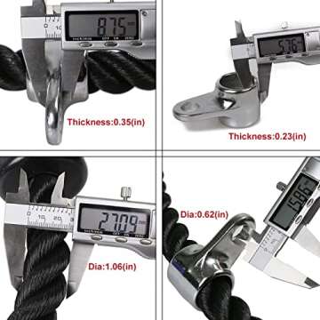 Tricep Rope Fitness Attachment Cable Machine Pulldown Heavy Duty Coated Nylon Rope with Solid Rubber Ends (36'' Black&Red)