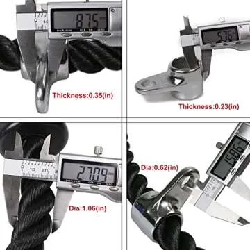 Tricep Rope Fitness Attachment Cable Machine Pulldown Heavy Duty Coated Nylon Rope with Solid Rubber Ends (36'' Black&Red)