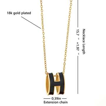 AIMADE H Necklace for Women Girls 18K Gold Plated Classic Letter Design Cute Fashion Necklace Pendan...