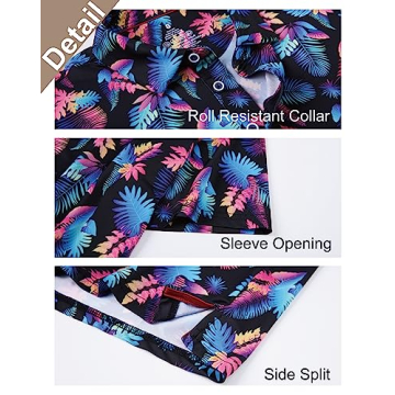 Esabel.C Golf Shirts for Men Dry Fit Performance Short Sleeve Print Moisture Wicking Collared Shirt,Black,XL