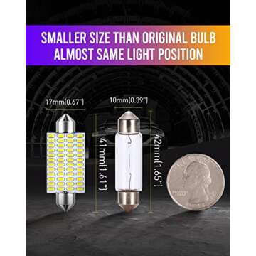 LUYED 578 LED Bulb 569 211-2 212-2 41mm LED Lights Bulb for Car Interior Dome Map License Plate Courtesy Lights, Xenon White,Pack of 4