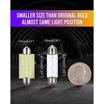 LUYED 578 LED Bulb 569 211-2 212-2 41mm LED Lights Bulb for Car Interior Dome Map License Plate Courtesy Lights, Xenon White,Pack of 4