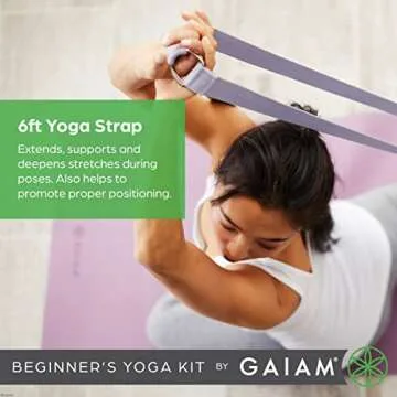 Gaiam Beginner's Yoga Starter Kit Set (Yoga Mat, Yoga Blocks, Yoga Strap) - Light 4mm Thick Printed Non-Slip Exercise Mat for Everyday Yoga - Includes 6ft Yoga Strap & 2 Yoga Bricks - Lagoon Mandala