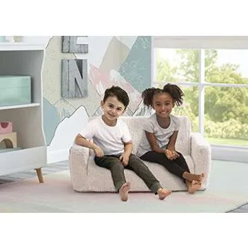 Delta Children Cozee Flip-Out Sherpa Convertible Sofa for Kids, Cream