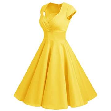 Bbonlinedress Yellow Vintage Dress 1950s Formal Cocktail Party Women Short Retro Rockabilly Swing Dr...
